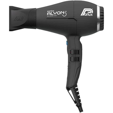 Parlux Alyon 2250W matte black hair dryer with sleek design and professional styling features.