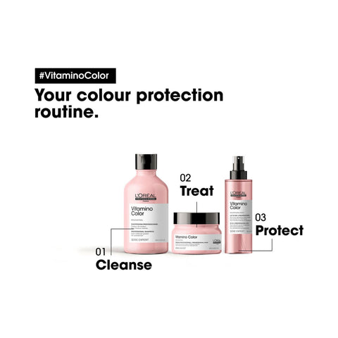 L'Oréal Professionnel Vitamino Color Shampoo 300ml bottle with white and purple packaging, designed for color-treated hair.