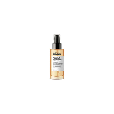L'Oréal Professionnel Absolut Repair Oil 90ml hair oil bottle with pump for damaged or dry hair care.