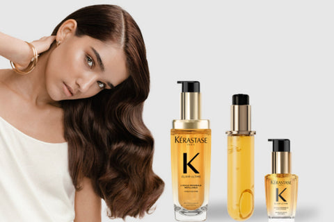 Kérastase Elixir Ultime hair oil 30ml bottle, luxurious hair treatment with shiny, smooth finish, in a sleek glass container