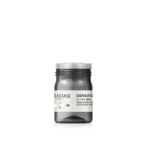 Kérastase Densifique Density Activator ampoules scalp treatment in 42 vials, shown with the product packaging and ampoules.