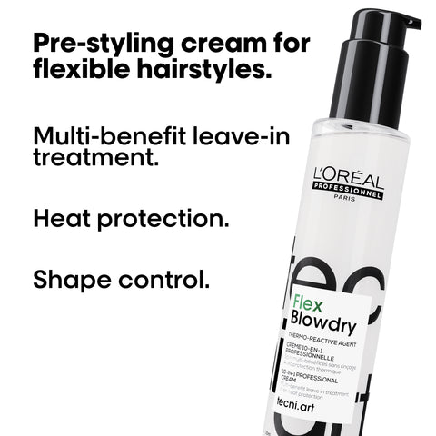 L'Oreal Professionnel Flex Blowdry styling product 150ml bottle with pump dispenser, used for flexible blow-drying and styling.