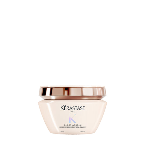 Kérastase Gloss Absolu Masque Crème Hydra-Glaze in a 200mL jar, smooth and nourishing hair mask with a luxurious hydrating formula.