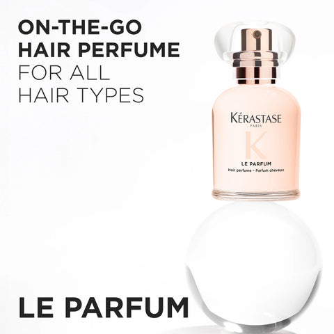 Kérastase Gloss Absolu Le Parfum hair perfume spray bottle, 30mL, with sleek packaging and elegant design.