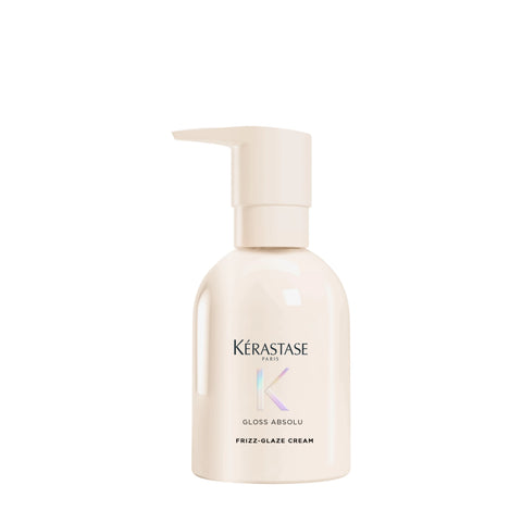 Kérastase Gloss Absolu Frizz-Glaze Styling Lotion bottle, 250ml, with sleek packaging and product label visible.