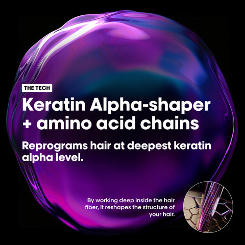 L'Oreal Professionnel Keratin Alpha Sleek shampoo bottle with 300ml size, designed for smooth, sleek hair care.