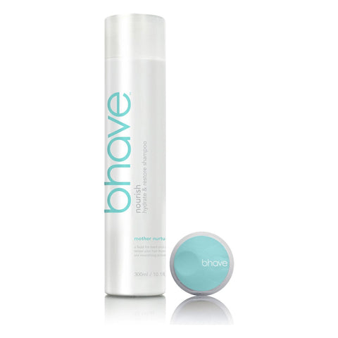 Bhave Nourish Shampoo 100ml bottle with label, featuring natural ingredients for gentle hair cleansing and nourishment.