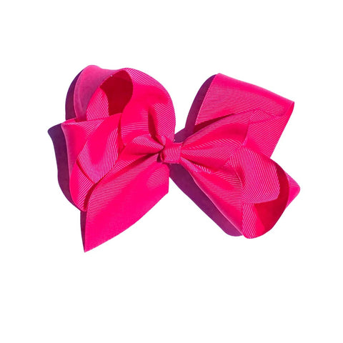 Six 6-inch colorful hair bows with clips from Perfect Pony Hair, showcasing vibrant designs and secure clip fastenings.