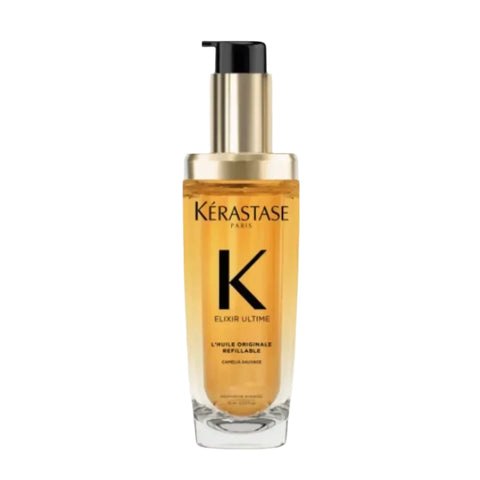 Kérastase Elixir Ultime Original Oil 75ml hair oil bottle, refillable, with elegant packaging and a sleek design