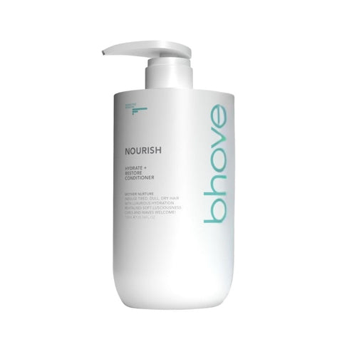 Bhave Nourish Conditioner 750ml bottle with pump dispenser, displaying the product label and packaging for hair care.