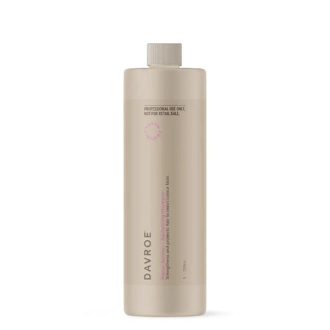 Davroe Repair Senses revitalizing shampoo bottle, 1 litre size, with product label visible, highlighting nourishing and revitalizing hair care.