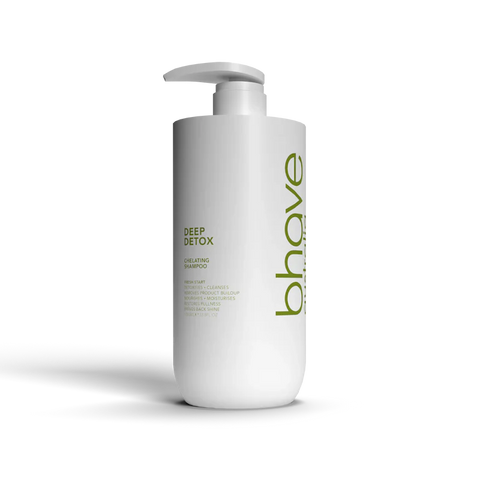 Bhave Deep Detox Shampoo in 1000ml bottle, with clear label and pump dispenser, designed for deep cleansing of hair and scalp