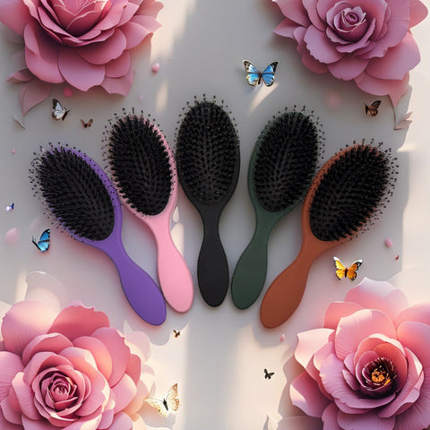Tender Strands Everyday Brush for detangling hair, featuring flexible bristles and ergonomic handle for gentle styling.