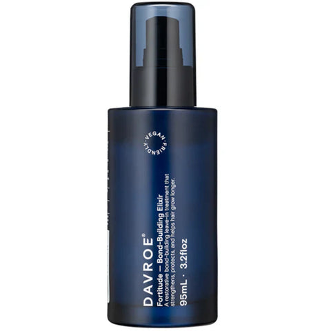 Davroe Fortitude Bond Building Elixir 95ml, a styling treatment with a clear bottle and pump dispenser, designed for strengthening hair.