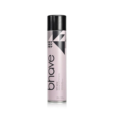 Bhave Lets Spray strong hold hairspray in 295ml bottle, styling product for firm, long-lasting hold and control.