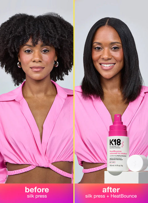 K18 HeatBounce Conditioning Heat Protectant styling spray in 118ml bottle, designed to protect hair from heat damage.
