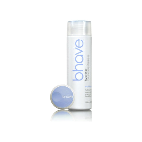 Bhave Hydrator Shampoo 100ml bottle with clear label, showcasing a moisturizing hair care product for hydration and shine.