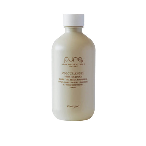 Pure Colour Angel Shampoo bottle from Pure, 300ml, featuring a sleek design and vibrant label for colorful hair care.