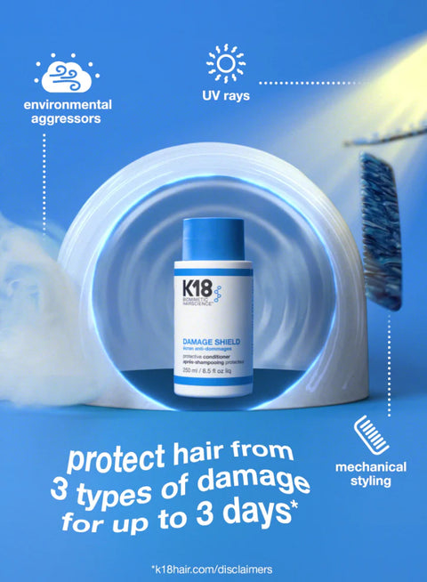 K18 Damage Shield Protective Conditioner 250ml bottle, smooth and moisturizing conditioner with sleek packaging.