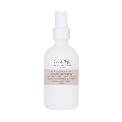 Pure Styling Primer 200ml bottle showing smooth, lightweight formula for hair styling and protection.