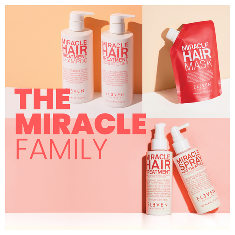 Eleven Australia Miracle Hair Treatment Shampoo 300ml bottle, showing the product label and packaging for healthy, shiny hair.