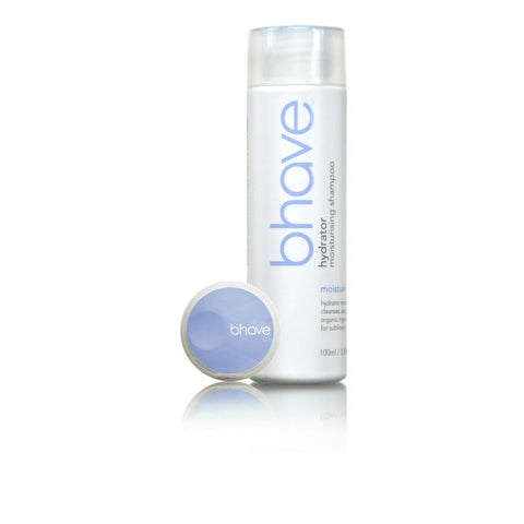 Bhave Hydrator Shampoo 100ml bottle with clear liquid and label, designed for nourishing and hydrating hair.