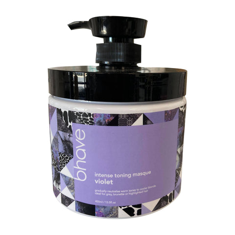 Bhave Intense Tone Violet Mask in a 400g jar, featuring a creamy purple hair treatment for toning and color preservation.
