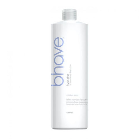 Bhave Hydrator Shampoo bottle, 1000ml size, with clear label and pump dispenser, designed to moisturize and cleanse hair.