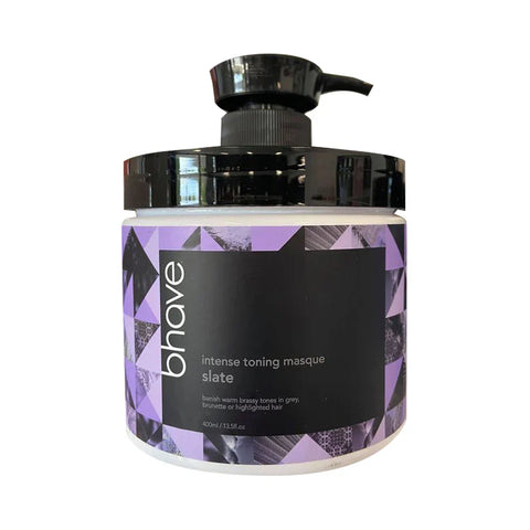 Bhave Intense Tone Mask Slate in a 400g container, showing the gray slate-colored mask with a smooth, creamy texture.