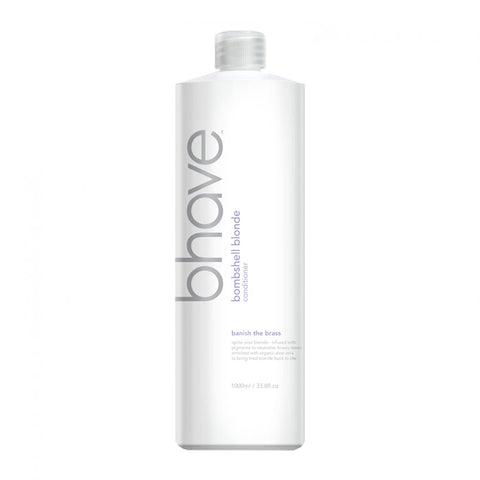 Bhave Bombshell Blonde Conditioner 1000ml bottle with blonde hair illustration on the label, designed to nourish and enhance blonde hair.