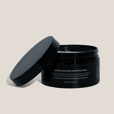 Jadore Intense Moisture Hydrating Mask treatment in a 250ml jar, with creamy texture and fresh floral scent visible.