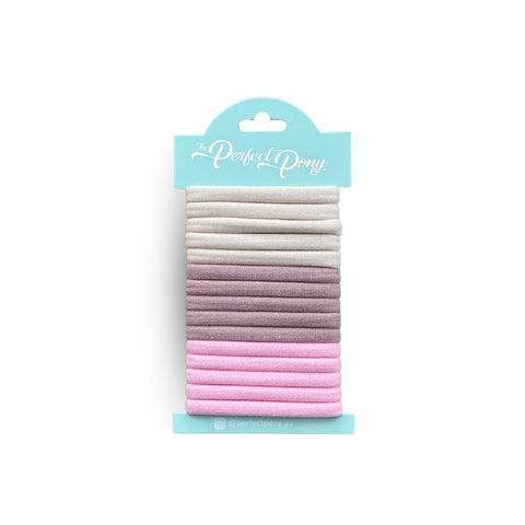 Set of 15 damage-free soft hair ties by Perfect Pony Hair, gentle elastic hair accessories for secure, gentle hold.