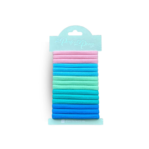 Set of 15 damage-free soft hair ties by Perfect Pony Hair, gentle elastic hair accessories for secure, gentle hold.