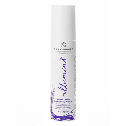 De Lorenzo Illumin8 Blonde Toning Mousse 250g bottle for blonde hair styling and toning