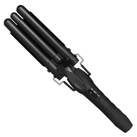 Silver Bullet City Chic triple barrel curling iron for creating smooth, voluminous curls with a sleek silver finish.