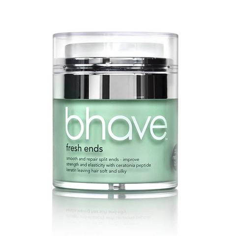 Bhave Fresh Ends 50ml styling product bottle with white cap and clear label, designed for hair styling and finishing.