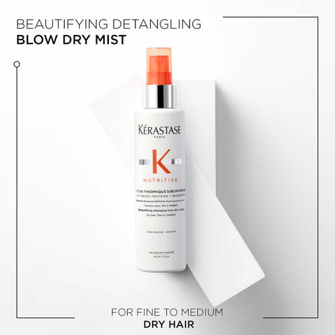 Kérastase Nutritive Bundle for fine to medium hair, featuring nourishing products and a thermal heat protectant lotion.