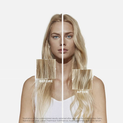 Kérastase Nutritive Lotion Thermique Sublimatrice leave-in treatment for nourishing and protecting hair, 150ml bottle visible.