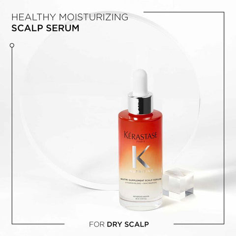 Kérastase Nutritive Nutri-Supplement Scalp Serum in a 90ml bottle, designed for nourishing and revitalizing the scalp.