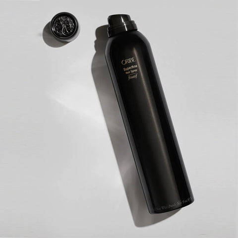 Oribe Superfine Hair Spray 300ml styling spray bottle with black and gold design for lightweight hold and shine