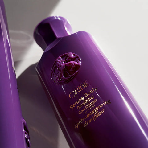 Oribe Serene Scalp Densifying Conditioner 175ml bottle with silver cap and sleek packaging, designed to promote scalp health and fullness.