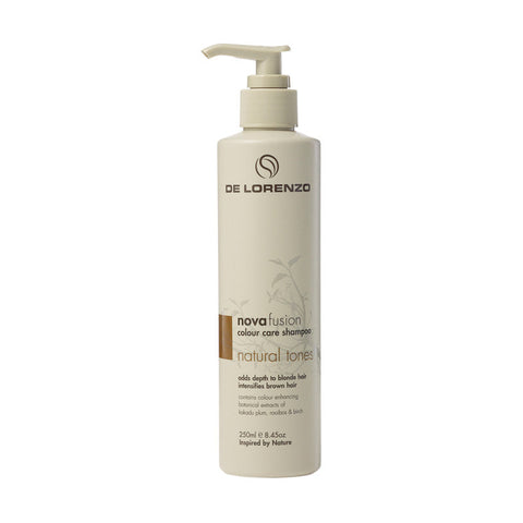 Delorenzo Novafusion Shampoo 250ml in original packaging, featuring a sleek bottle with the brand name and product details.