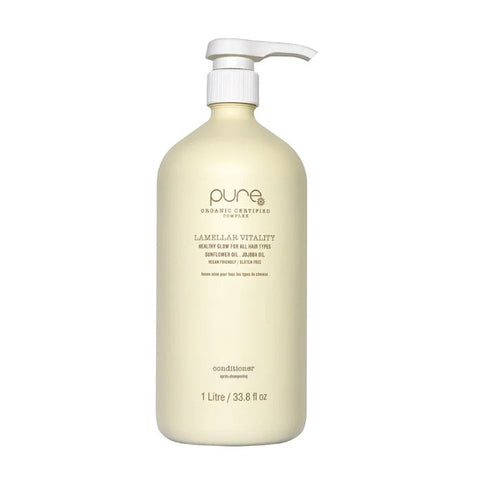 Pure Lamellar Vitality Conditioner 1 Litre bottle showing the conditioner’s sleek packaging and label design.