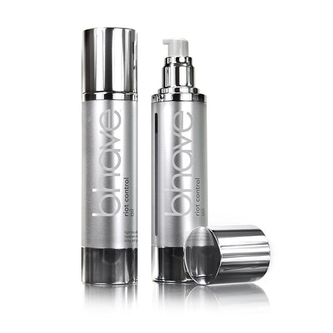 Bhave Riot Control Oil 100ml bottle with dropper cap, designed for stress relief and calming effects.
