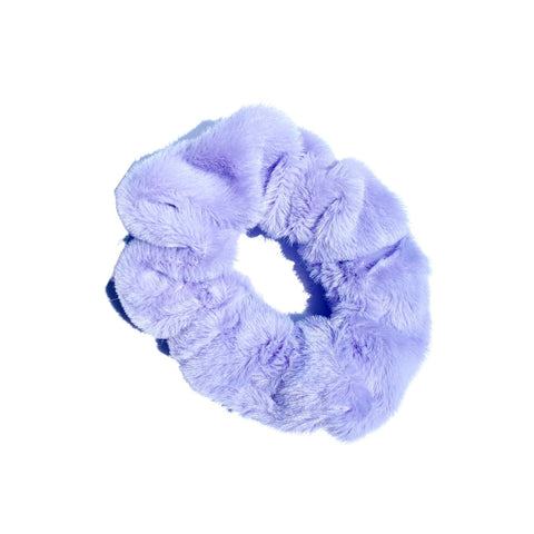 Soft, fluffy hair scrunchies from Perfect Pony Hair, showcasing their plush, gentle texture and elastic band for secure hair styling.
