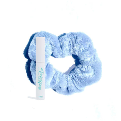 Soft, fluffy scrunchies and flyaway serum from Perfect Pony Hair, perfect for gentle hair styling and flyaway control.