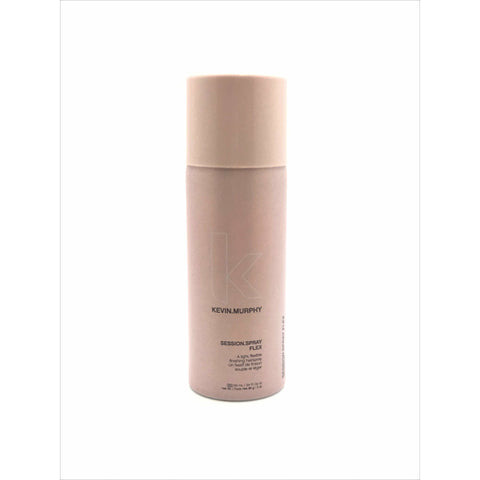 Kevin Murphy Session.Spray Flex styling spray in 100ml travel size, featuring a clear bottle with a black spray nozzle.