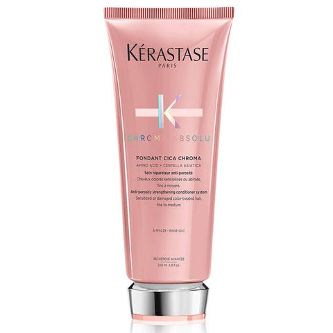 Kérastase Chroma Absolu Fondant Cica conditioner in 200ml tube, smooth and nourishing hair care product with sleek packaging