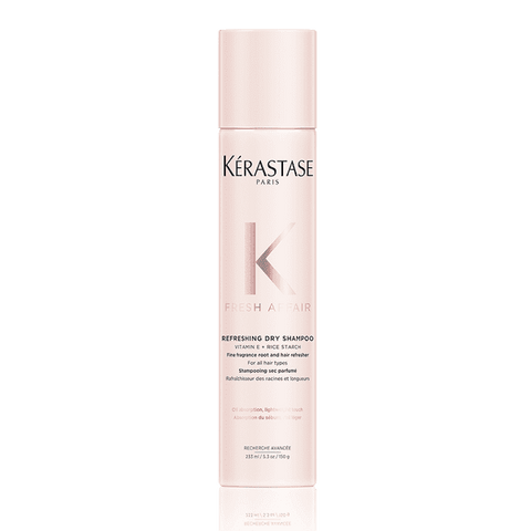 Kérastase Fresh Affair dry shampoo 150g spray bottle with white and purple packaging, designed for refreshed, clean hair.
