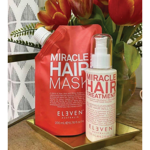 Eleven Australia Miracle Hair Mask in 200ml treatment jar, showing the product packaging with a sleek design and brand logo.